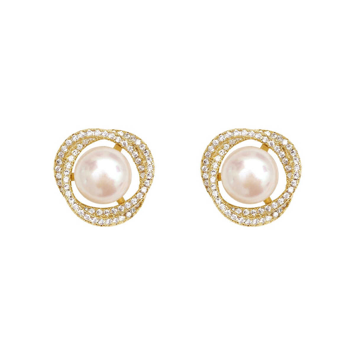 Trendy Unusual Geometric Whirlpool Shape Pearl Clip on Earrings for Woman