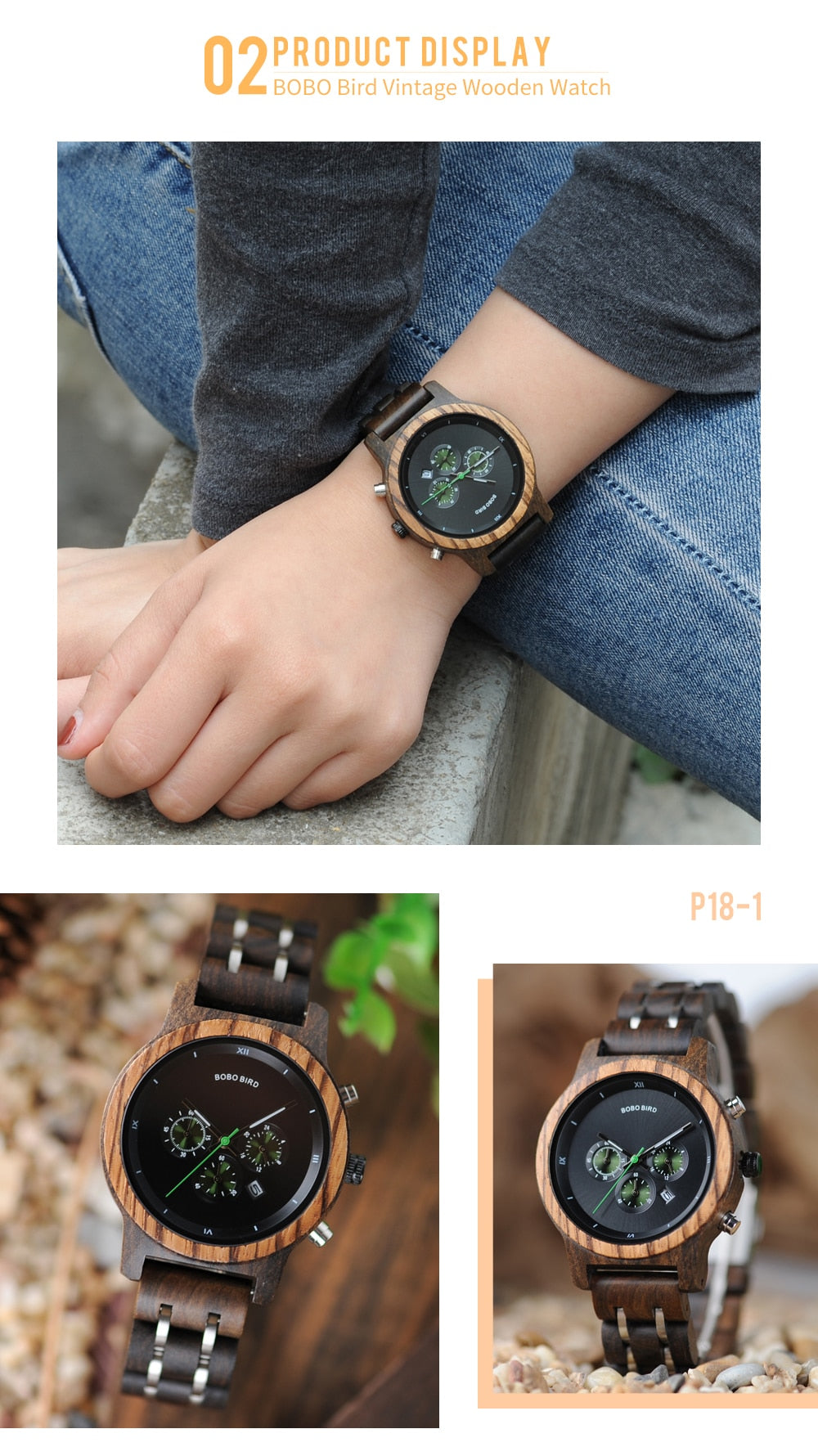 Chronograph Quartz Watch His and Hers Wooden Watches