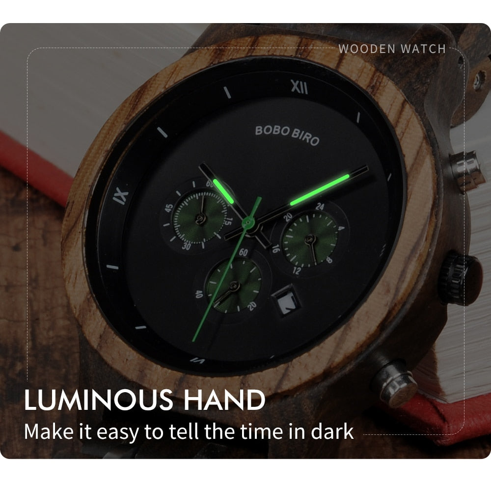 Chronograph Quartz Watch His and Hers Wooden Watches