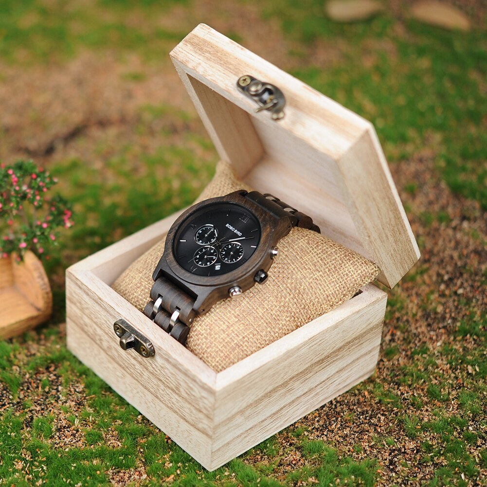 Chronograph Quartz Watch His and Hers Wooden Watches