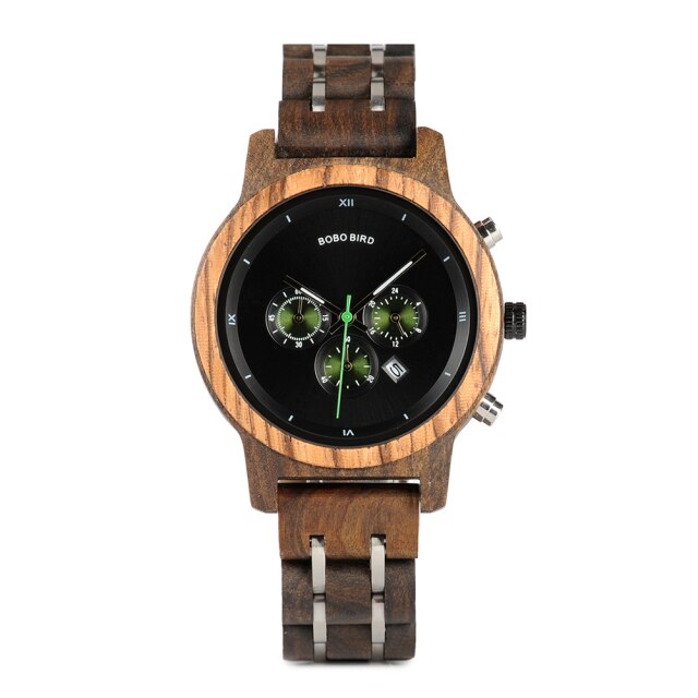 Chronograph Quartz Watch His and Hers Wooden Watches