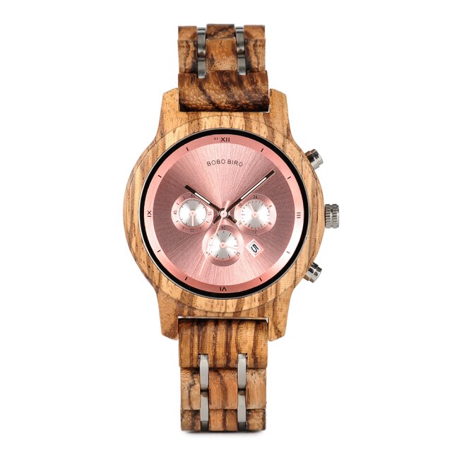 Chronograph Quartz Watch His and Hers Wooden Watches