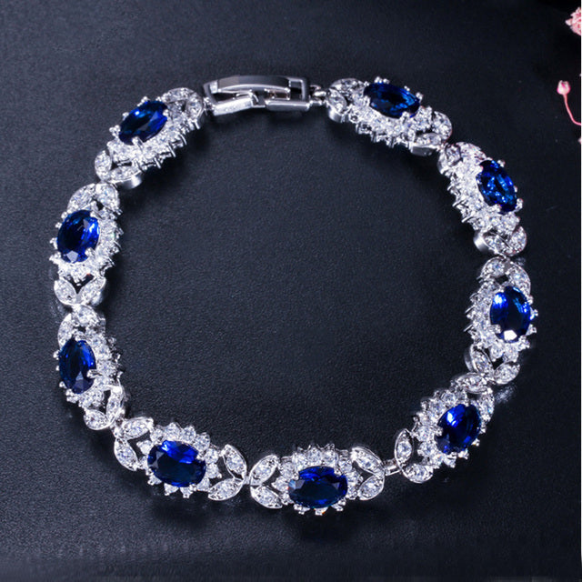 Clear White Big Flower Chain Link Bracelets for Wedding Gift