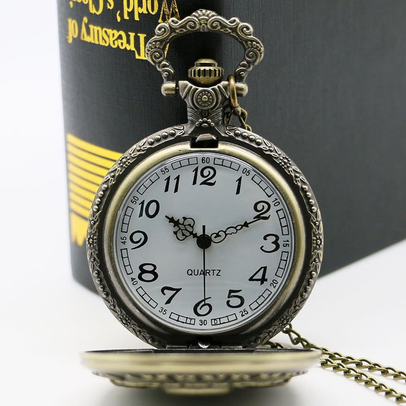 Antique Bronze Retro Steampunk Skull  Analog Pocket Watch