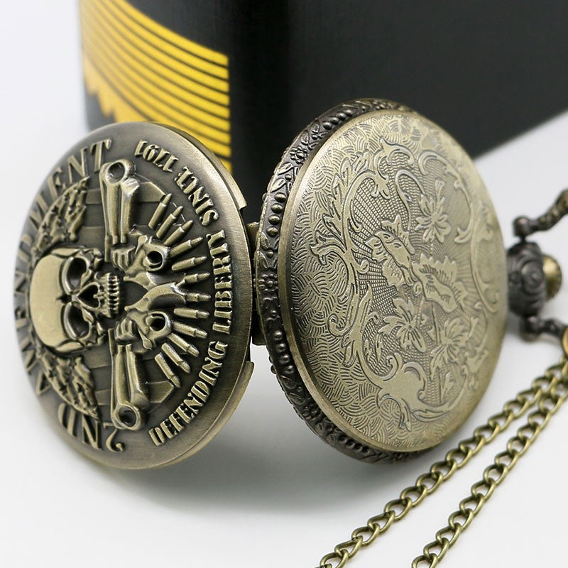 Antique Bronze Retro Steampunk Skull  Analog Pocket Watch