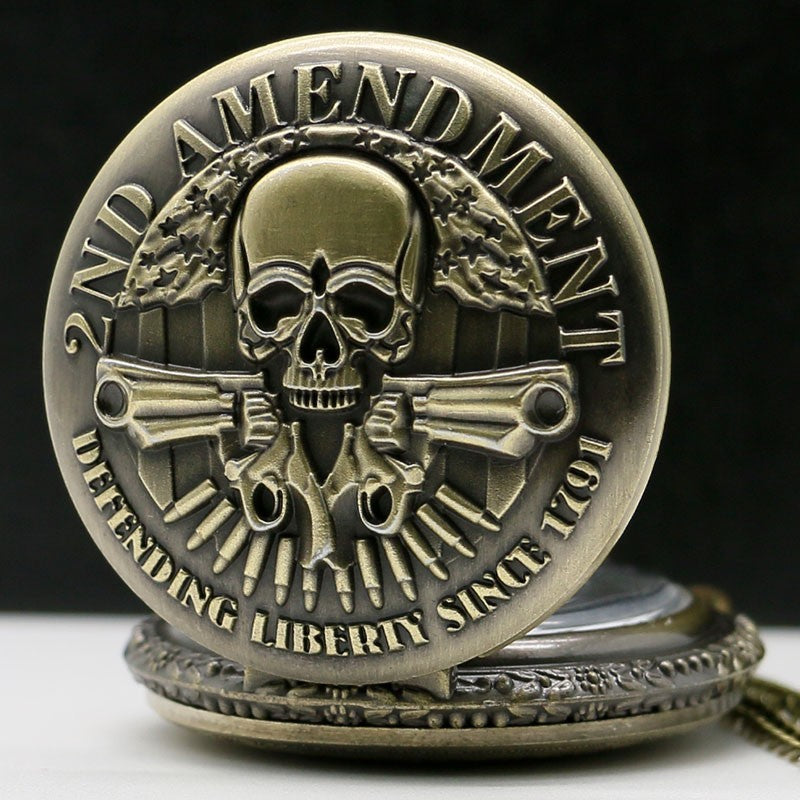 Antique Bronze Retro Steampunk Skull  Analog Pocket Watch