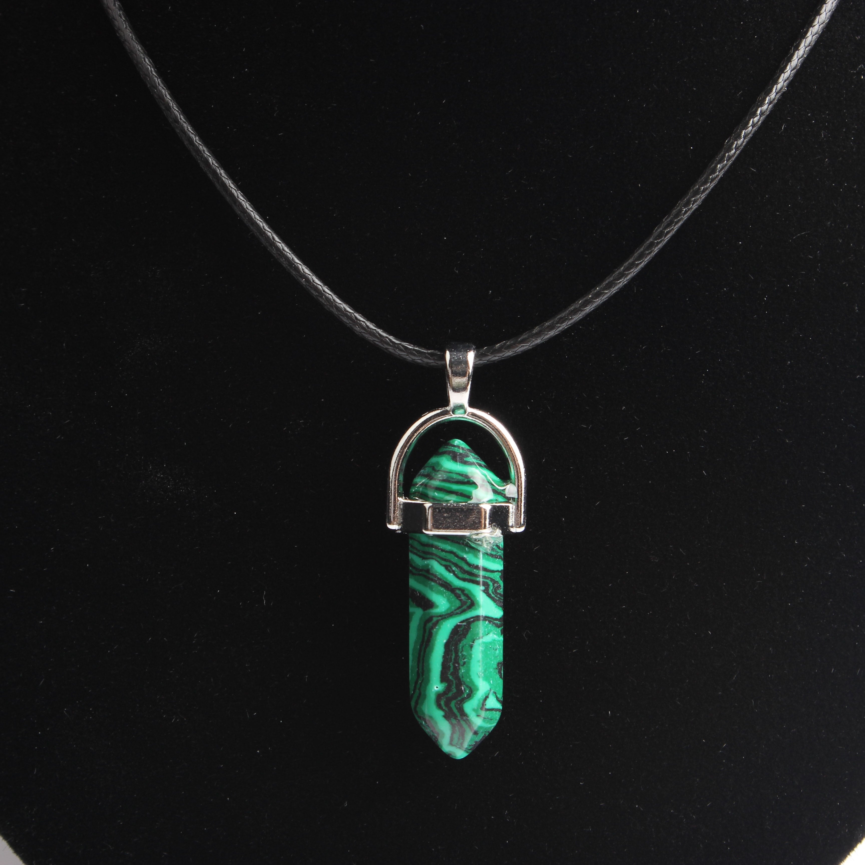 Hexagonal column necklace natural crystal pendant