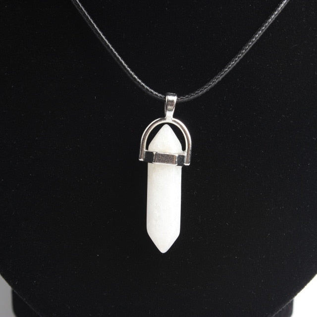 Hexagonal column necklace natural crystal pendant