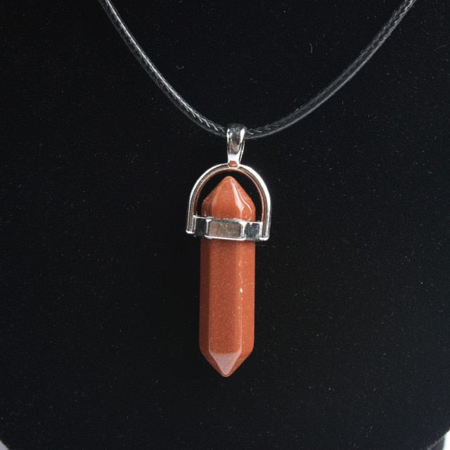 Hexagonal column necklace natural crystal pendant