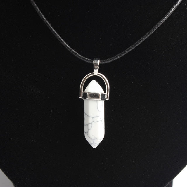 Hexagonal column necklace natural crystal pendant