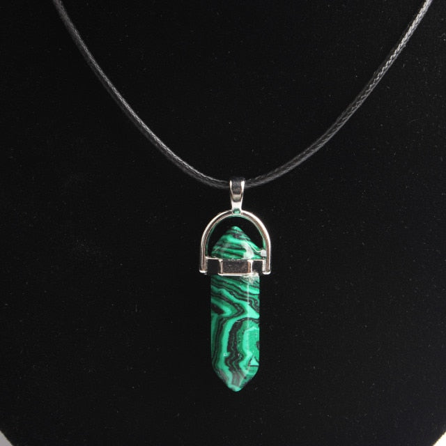 Hexagonal column necklace natural crystal pendant