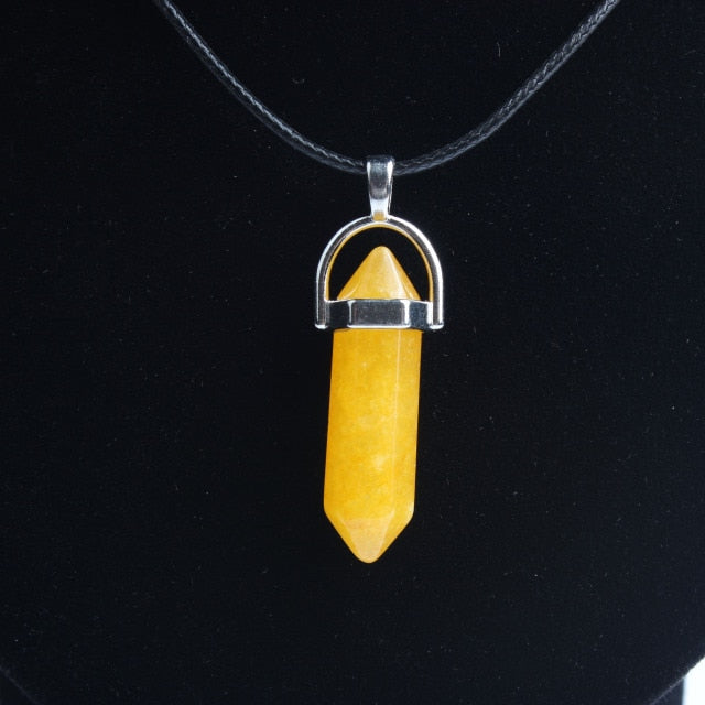 Hexagonal column necklace natural crystal pendant