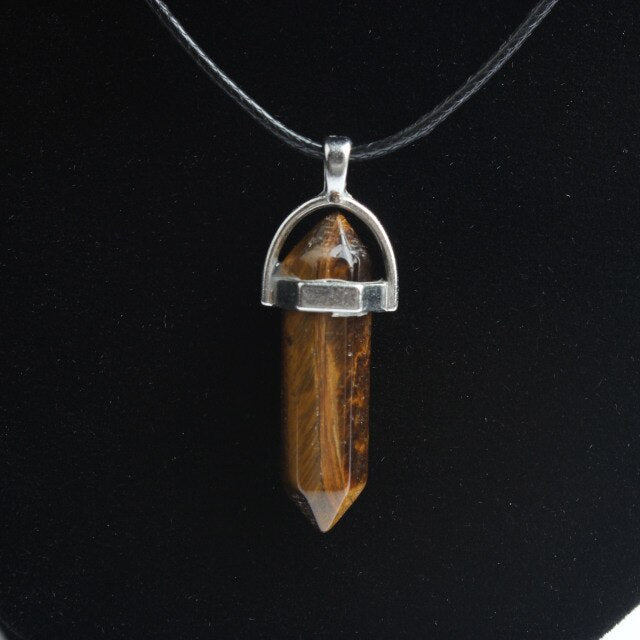 Hexagonal column necklace natural crystal pendant