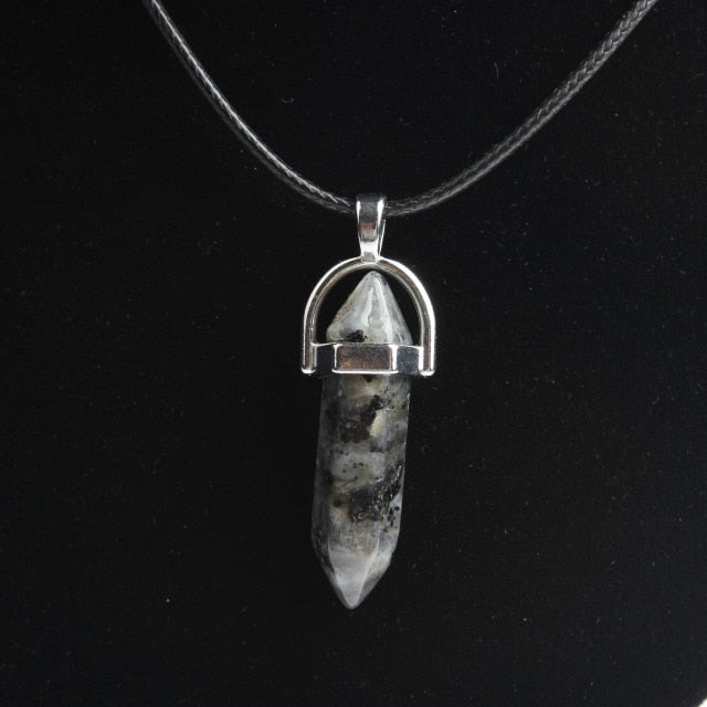 Hexagonal column necklace natural crystal pendant