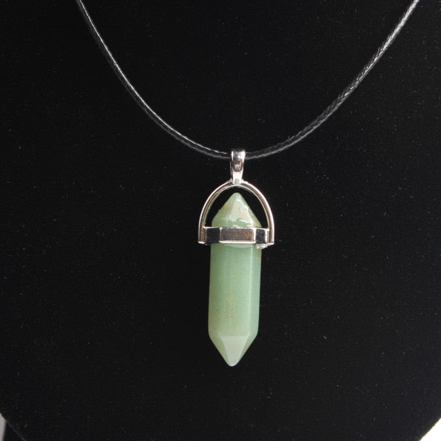 Hexagonal column necklace natural crystal pendant