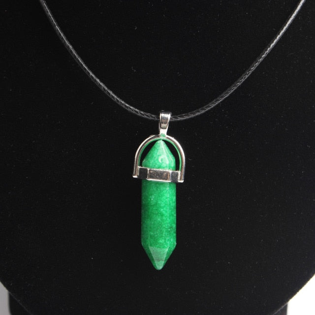 Hexagonal column necklace natural crystal pendant