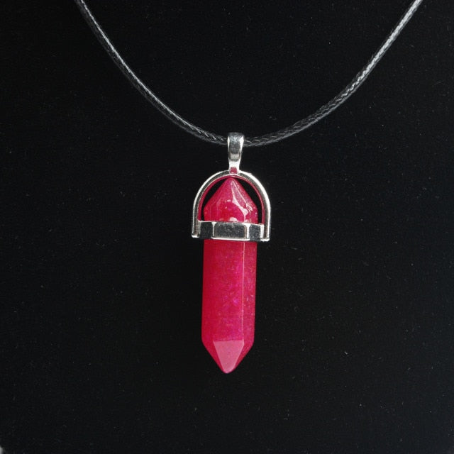 Hexagonal column necklace natural crystal pendant