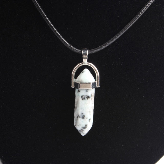 Hexagonal column necklace natural crystal pendant