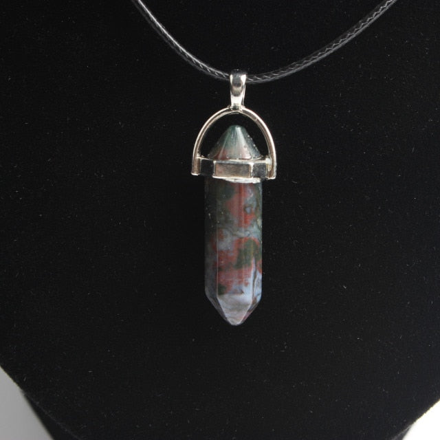 Hexagonal column necklace natural crystal pendant