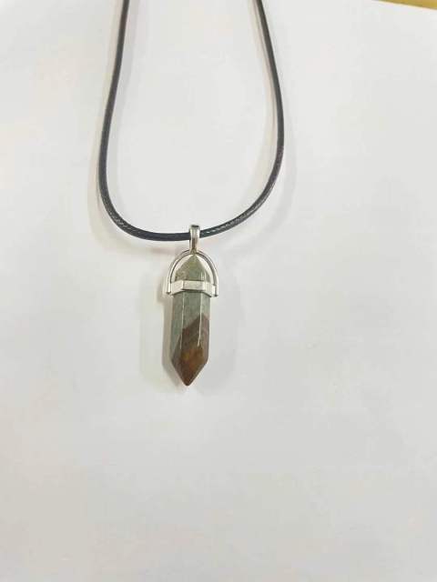 Hexagonal column necklace natural crystal pendant