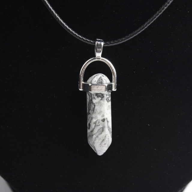 Hexagonal column necklace natural crystal pendant