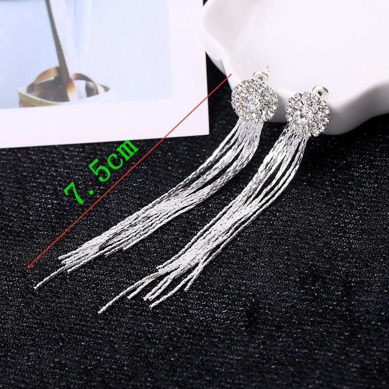 Personality Temperament Crystal Tassel Earrings