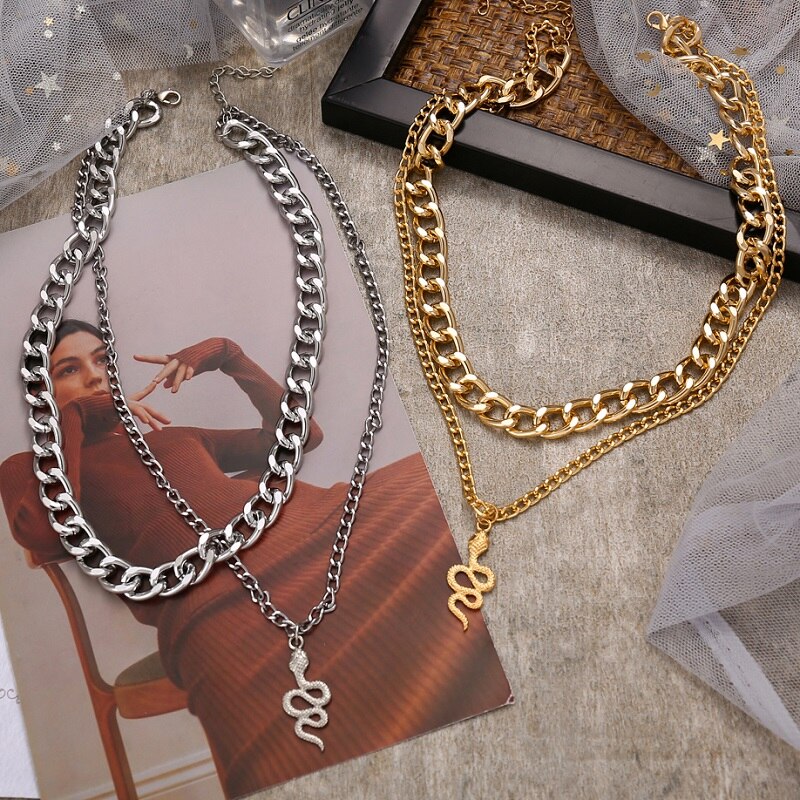 Punk Vintage Snake Pendant Necklace
