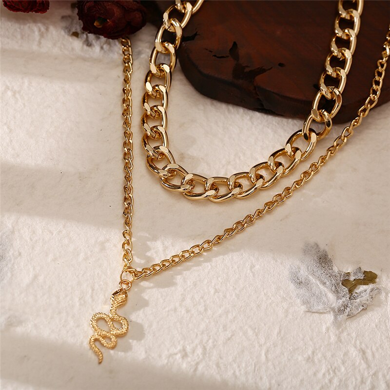 Punk Vintage Snake Pendant Necklace