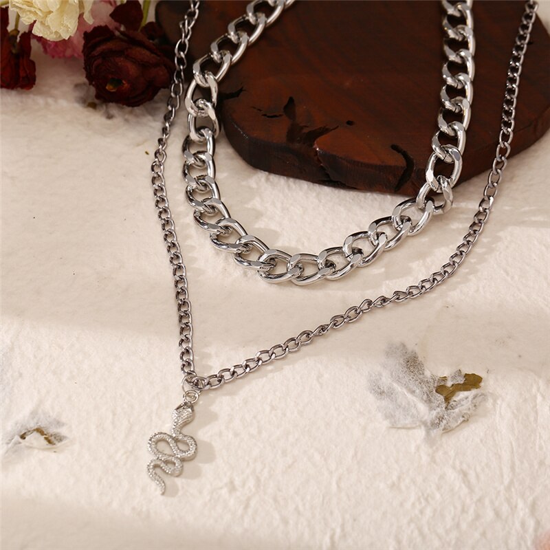 Punk Vintage Snake Pendant Necklace