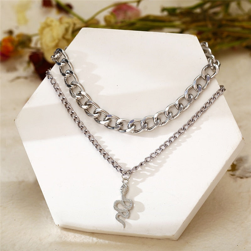 Punk Vintage Snake Pendant Necklace
