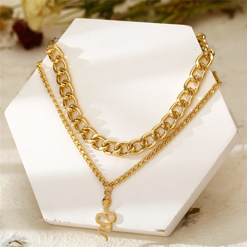 Punk Vintage Snake Pendant Necklace