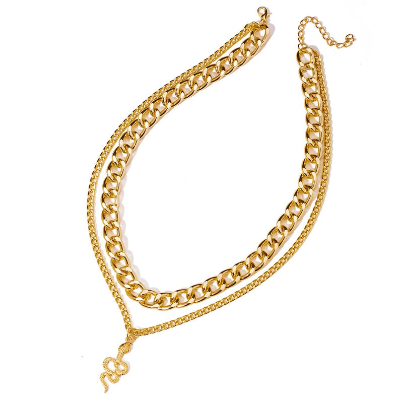 Punk Vintage Snake Pendant Necklace