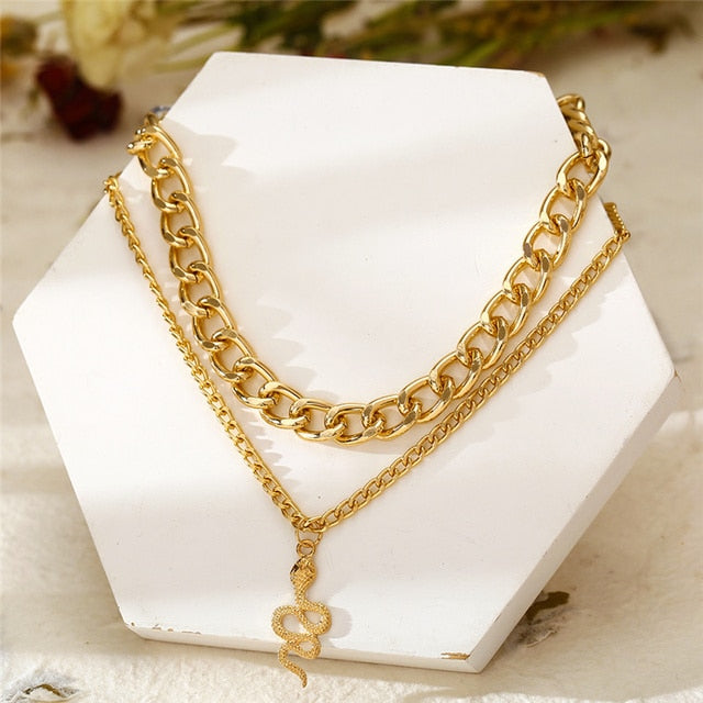 Punk Vintage Snake Pendant Necklace