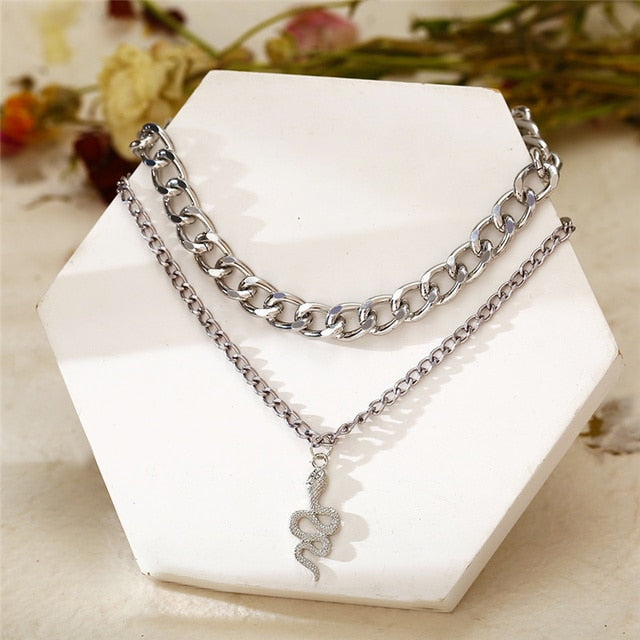 Punk Vintage Snake Pendant Necklace