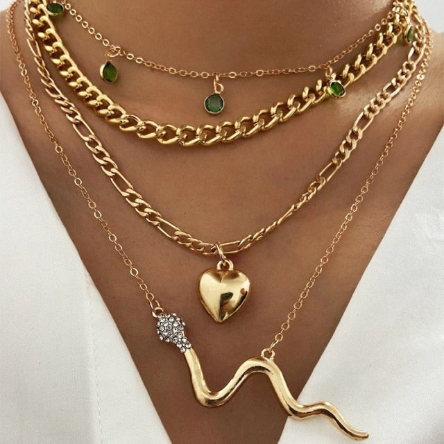 Punk Vintage Snake Pendant Necklace