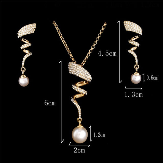 White Snowflake Imitation Pearl Necklace Earrings Set
