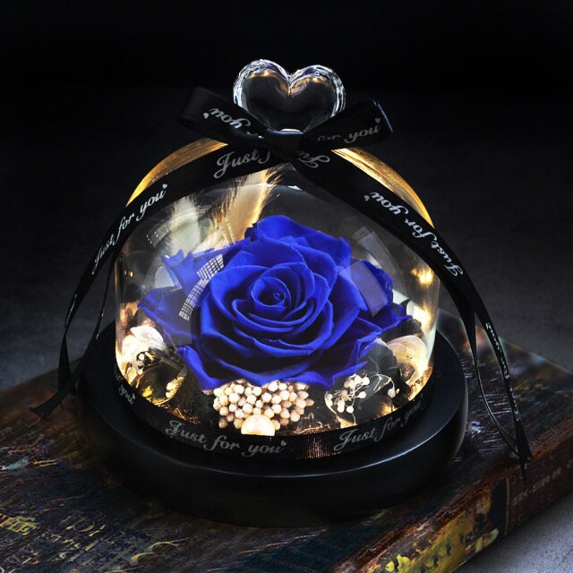 Beauty And The Beast Red Rose Flowers Rose In Glass Dome With Lights