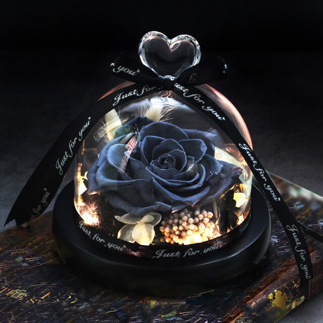 Beauty And The Beast Red Rose Flowers Rose In Glass Dome With Lights