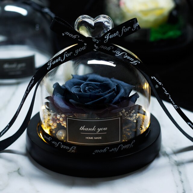 Beauty And The Beast Red Rose Flowers Rose In Glass Dome With Lights