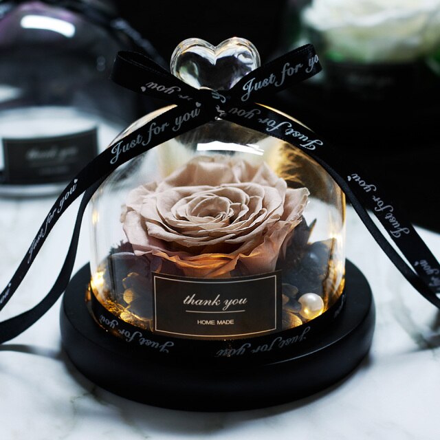 Beauty And The Beast Red Rose Flowers Rose In Glass Dome With Lights