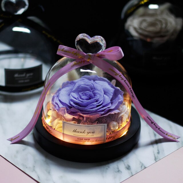 Beauty And The Beast Red Rose Flowers Rose In Glass Dome With Lights