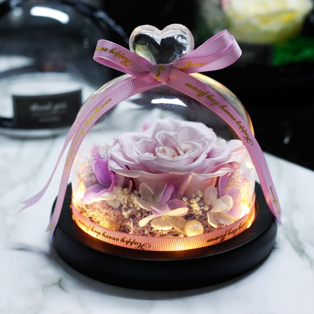 Beauty And The Beast Red Rose Flowers Rose In Glass Dome With Lights