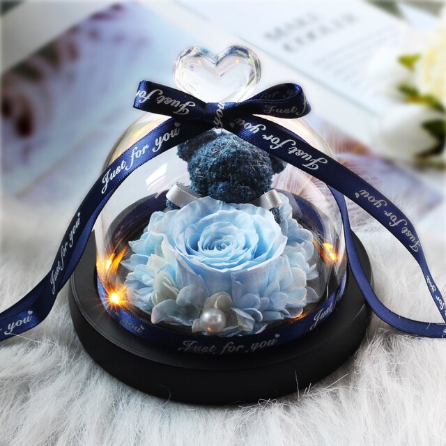 Beauty And The Beast Red Rose Flowers Rose In Glass Dome With Lights