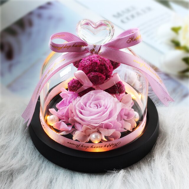Beauty And The Beast Red Rose Flowers Rose In Glass Dome With Lights