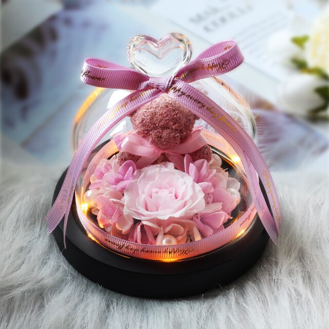 Beauty And The Beast Red Rose Flowers Rose In Glass Dome With Lights