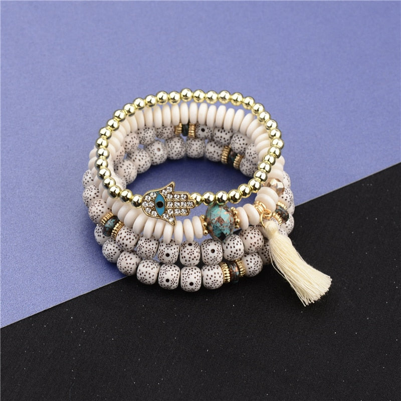 Tassel Beaded Pendant Wing Round Bracelets