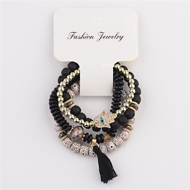 Tassel Beaded Pendant Wing Round Bracelets