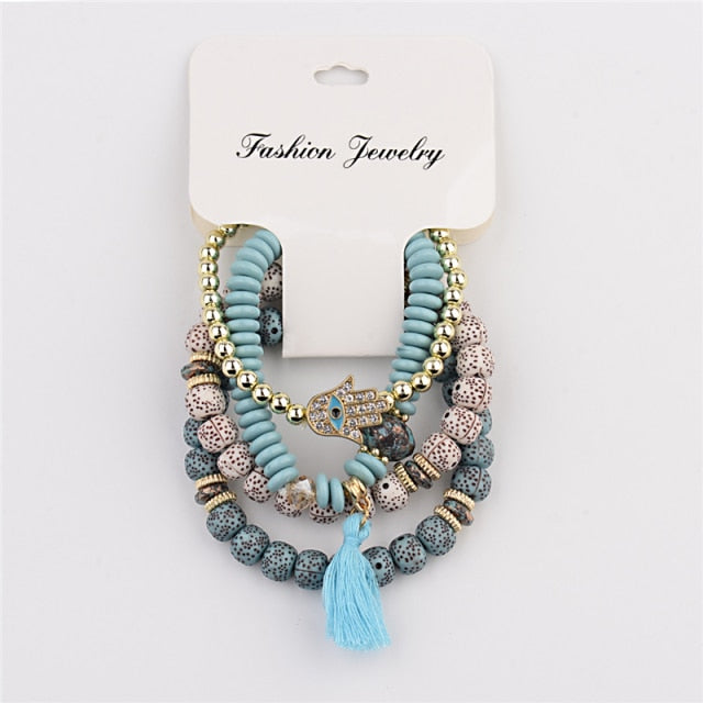 Tassel Beaded Pendant Wing Round Bracelets