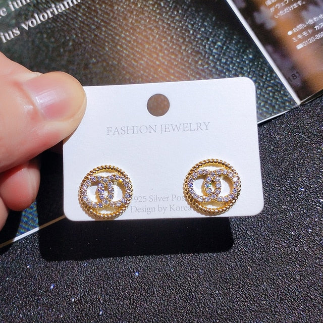 Exaggerated Rhinestone Shiny Circle Hoop Earrings