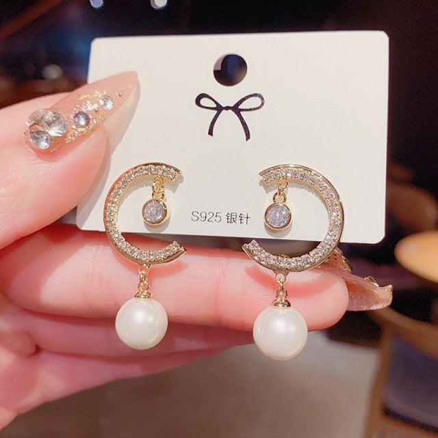Exaggerated Rhinestone Shiny Circle Hoop Earrings